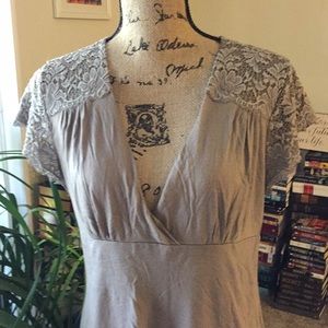 Banana Republic Large Cotton & Lace Empire Top